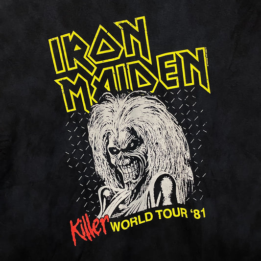 Iron Maiden Killer World Tour '81 Black Tie-Dye T-Shirt Large