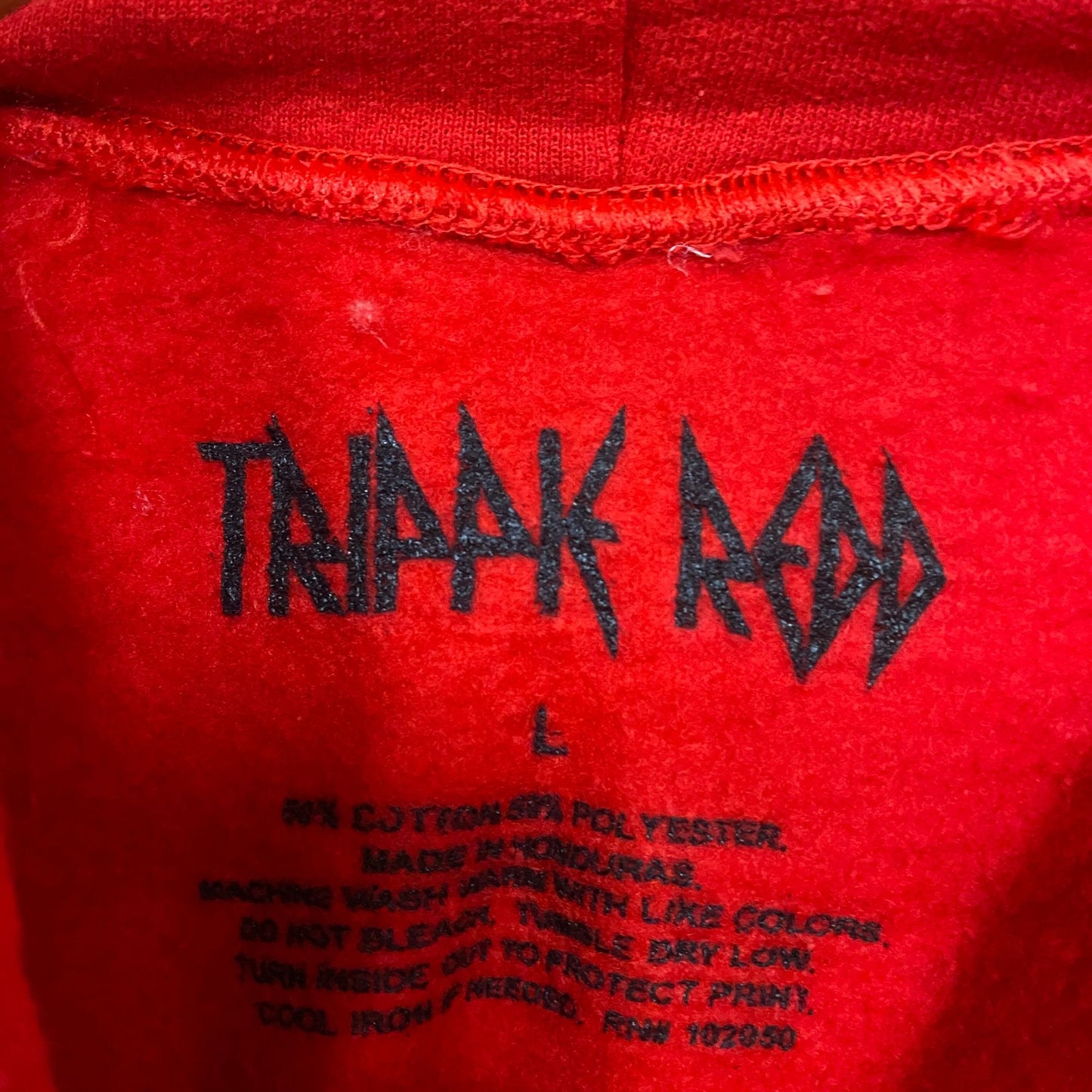 Triple Red Geometric Embroidered Logo Hip Hop Hoodie Large