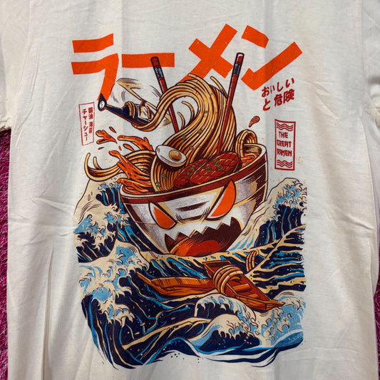 The Great Ramen Kaiju Monster Beige Tshirt size Small