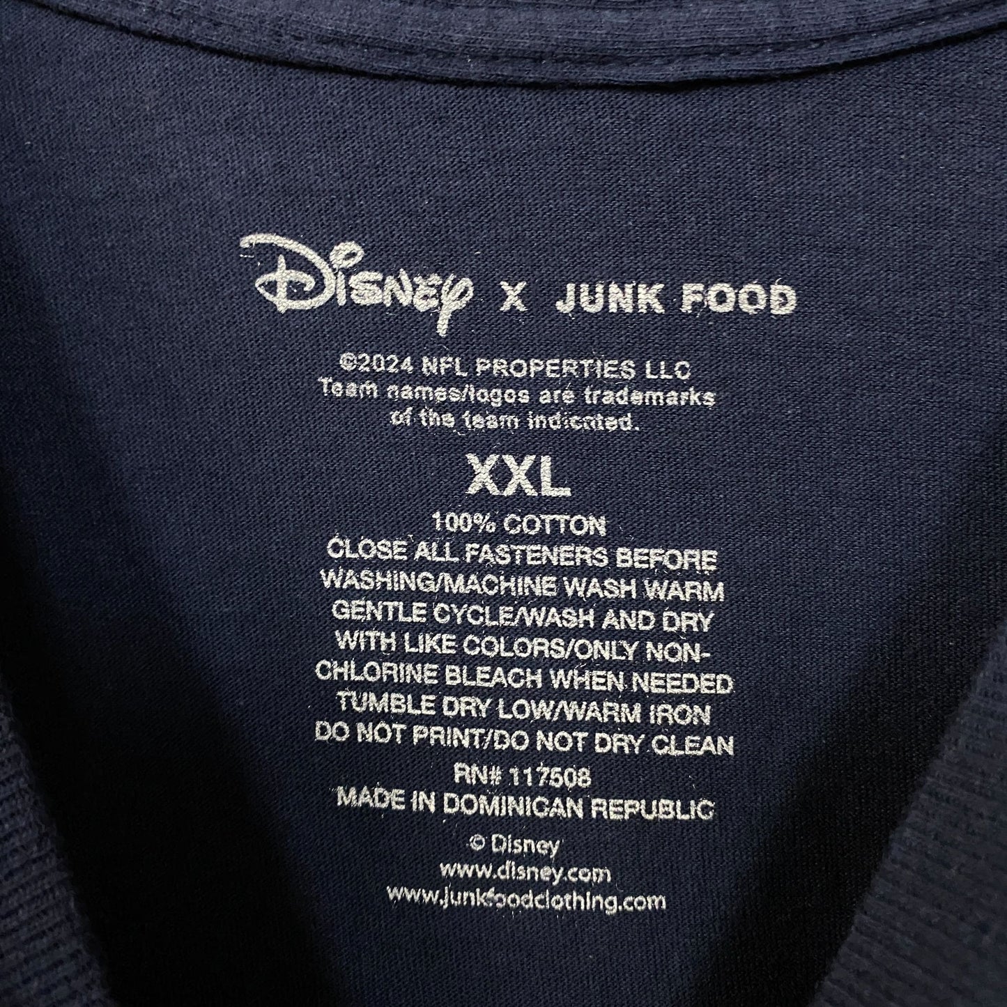 Disney x Junk Food NFL Chicago Bears Mickey Mouse Navy Blue Shirt 2XL