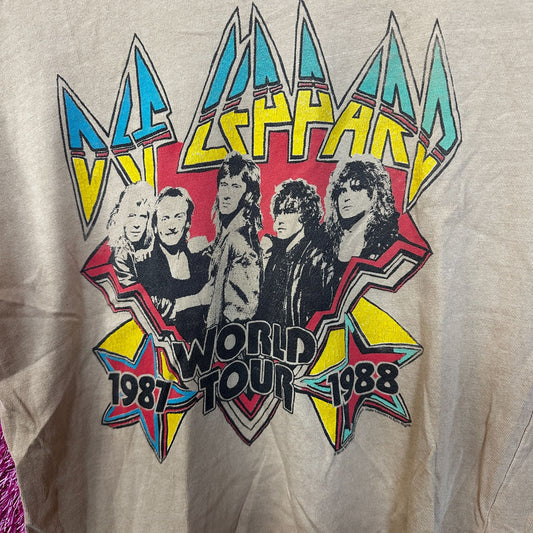 Def Leppard Hysteria 1987 World Tour Rock Band Womens Top XS