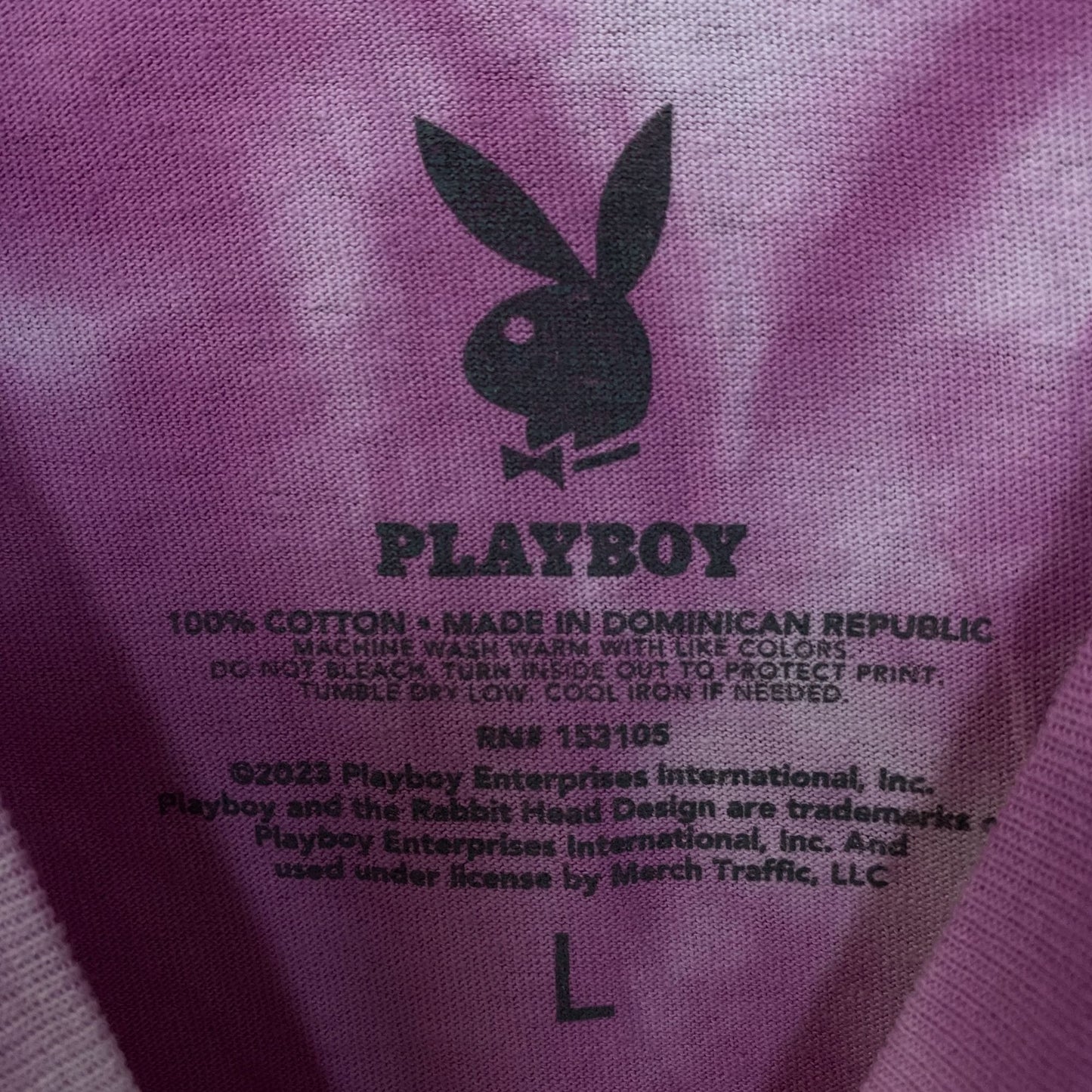 Playboy Colorful Arc Logo Tie-Dye Graphic T-Shirt Large