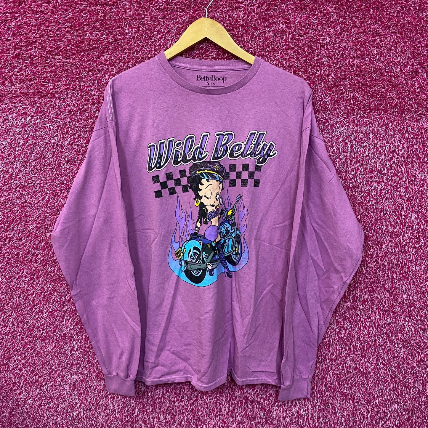 Biker Betty Easy Rider Motorcycle Betty Boop Long Sleeve L