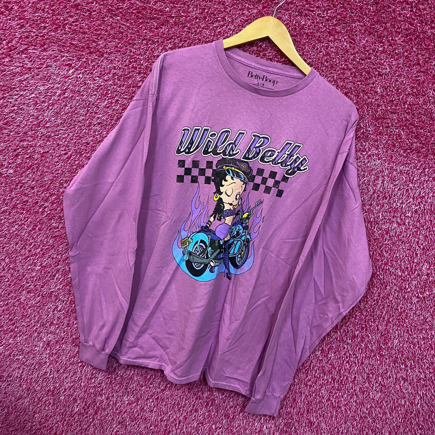 Biker Betty Easy Rider Motorcycle Betty Boop Long Sleeve L