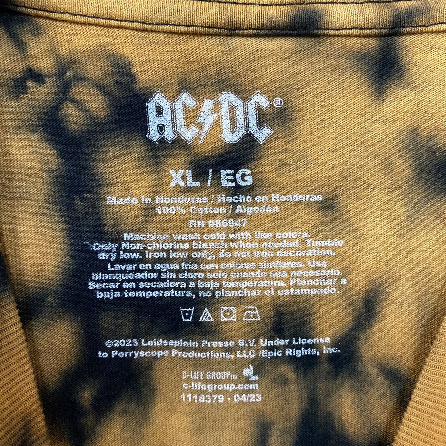 AC/DC Tie Dye Rock Band Sleeveless Croptop XL
