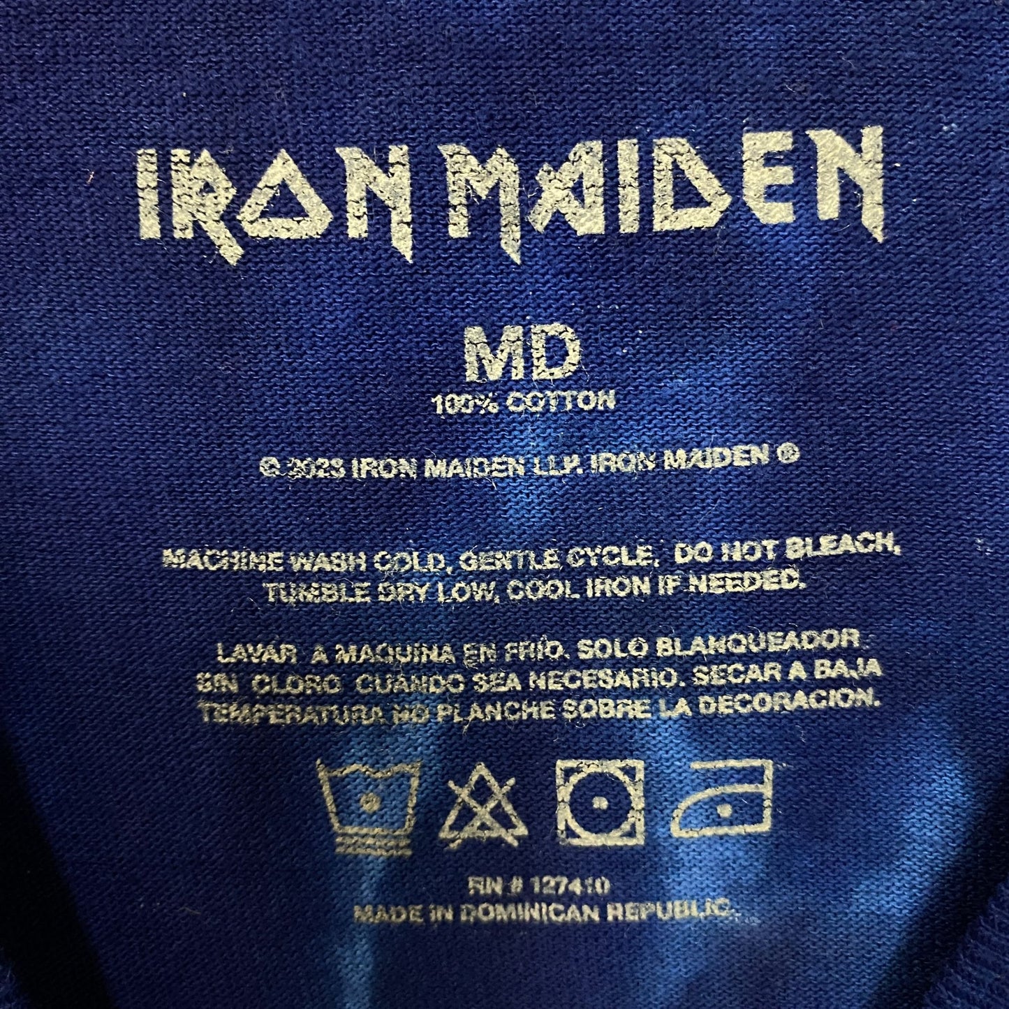 Iron Maiden "Piece of Mind" Blue Tie-Dye Graphic T-Shirt Medium