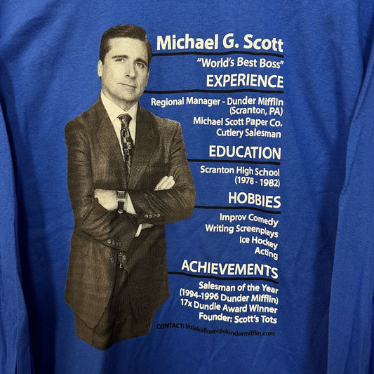 The Office Michael Scott Full Resume TV Series Long Sleeve L