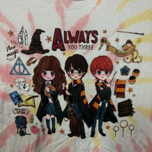 Harry Potter Chibi Hermoine, Ron, Harry tiedye T-shirt size medium