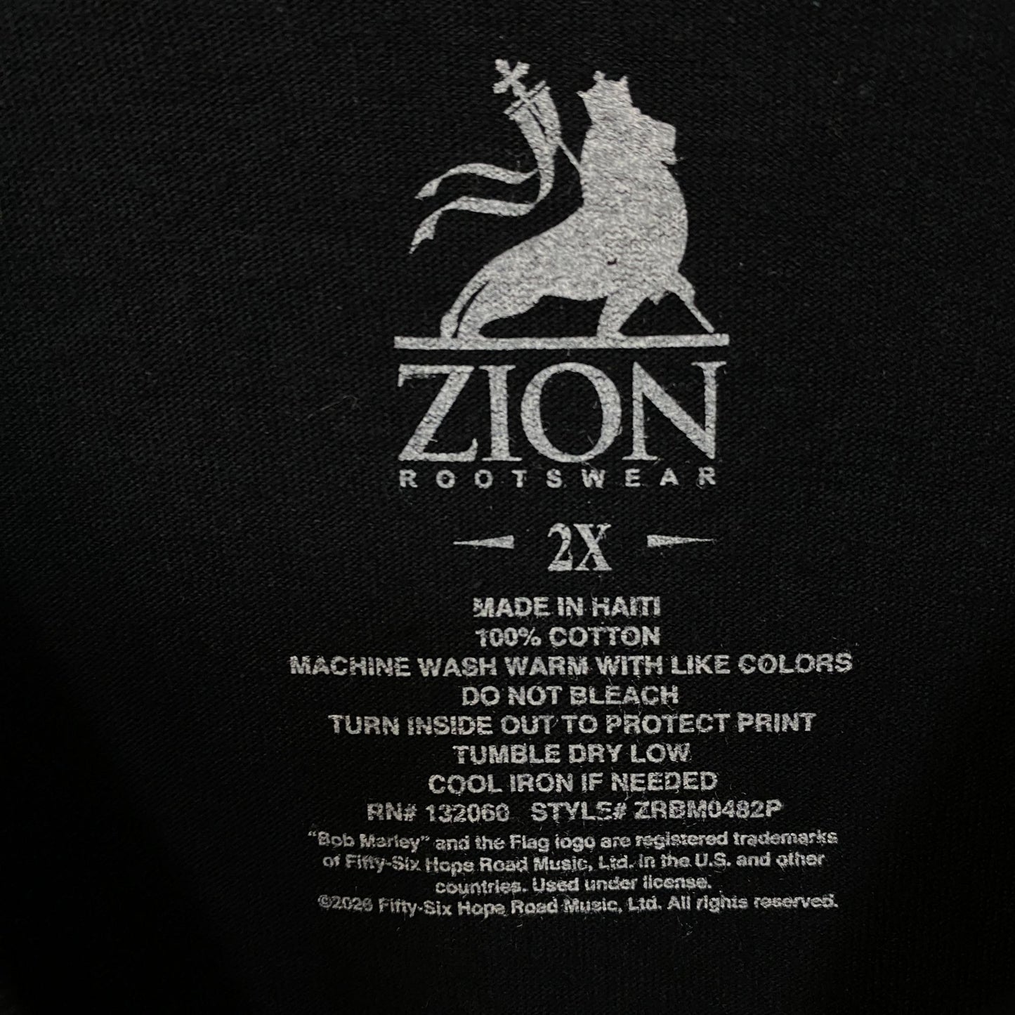 Zion Rootswear Bob Marley Songs of Freedom Graphic T-Shirt 2XL