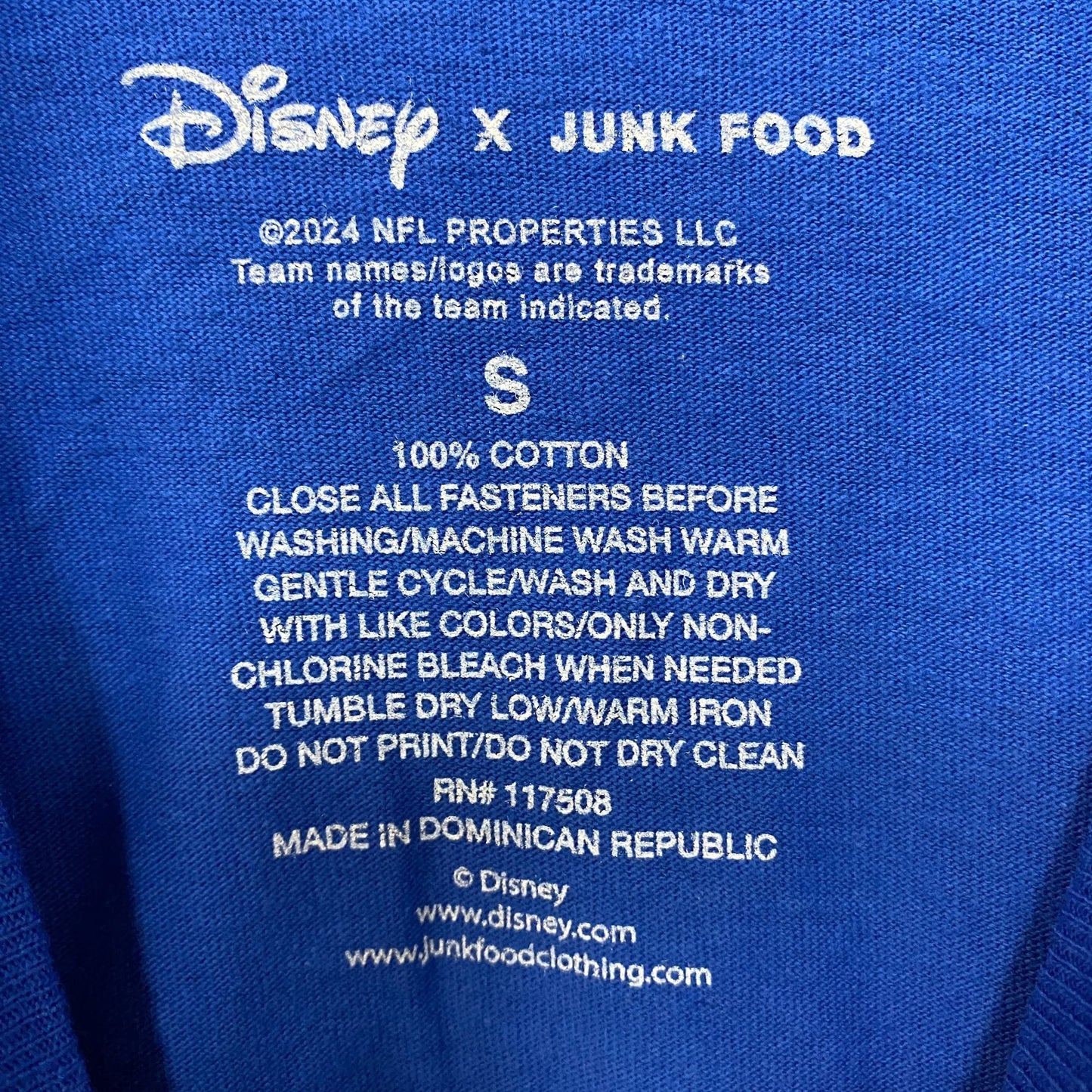 Junk Food X Mickey Mouse NFL Buffalo Bills Blue T-Shirt Small