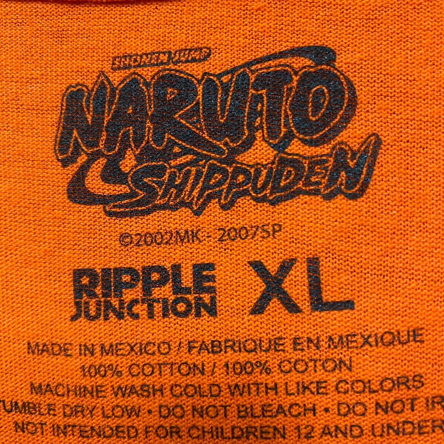 Naruto shippuden anime orange Tshirt size Extra Large