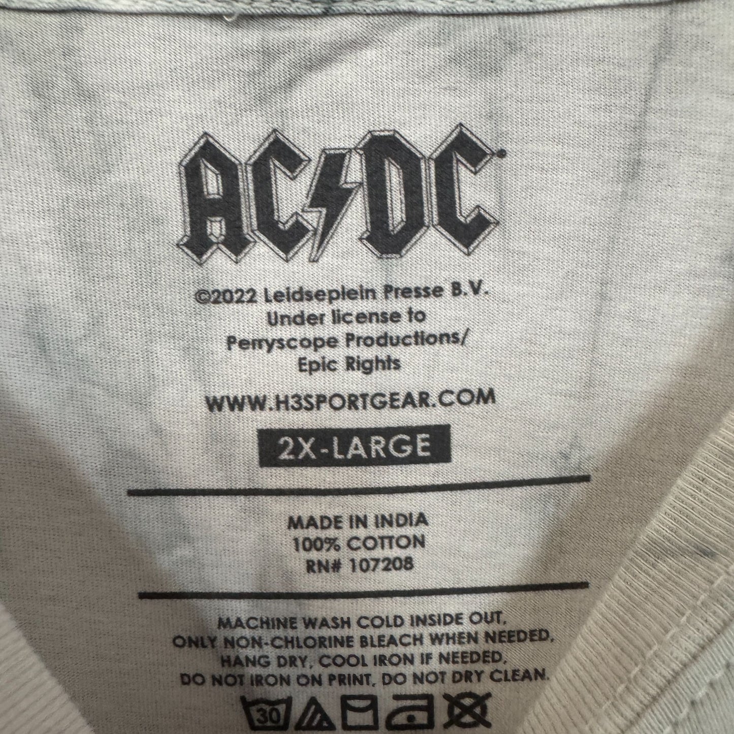 AC/DC Bedazzled Spell Out Logo Hard Rock Band Tie Dye 2XL