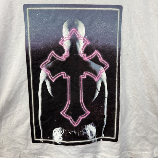 2pac Only god Can Judge Me Neon Pink Cross Rap Crop-top White XL