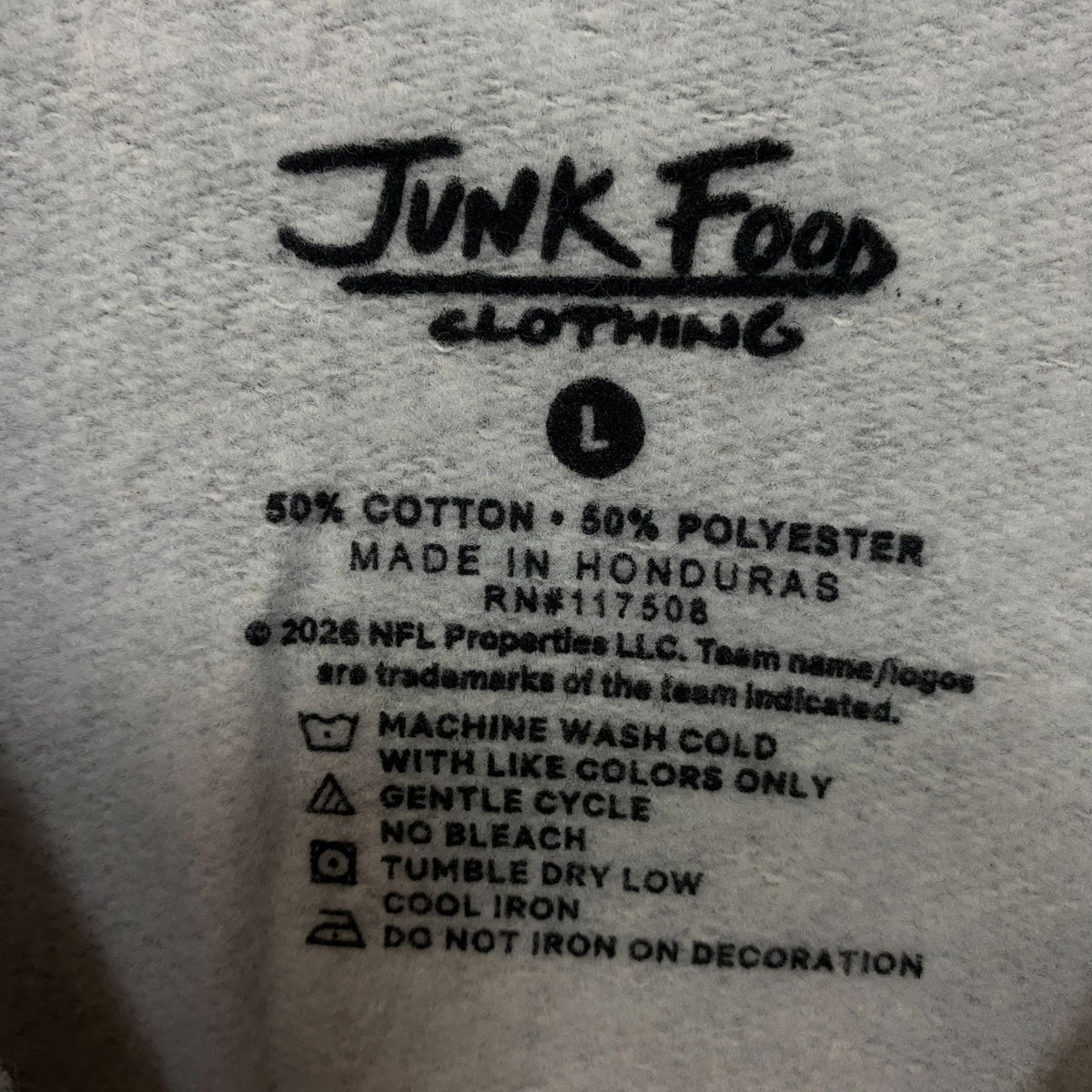 Junk Food Clothing Minnesota Vikings Heathered Gray Crewneck Pullover Sweatshirt Large