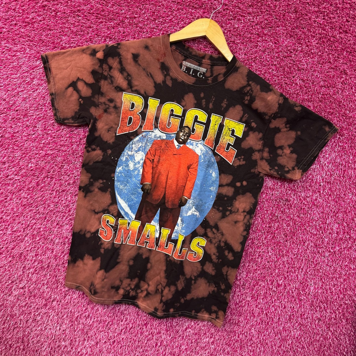 Biggie Smalls Kingpin of Planet Earth Hip Hop Bleach Dye M