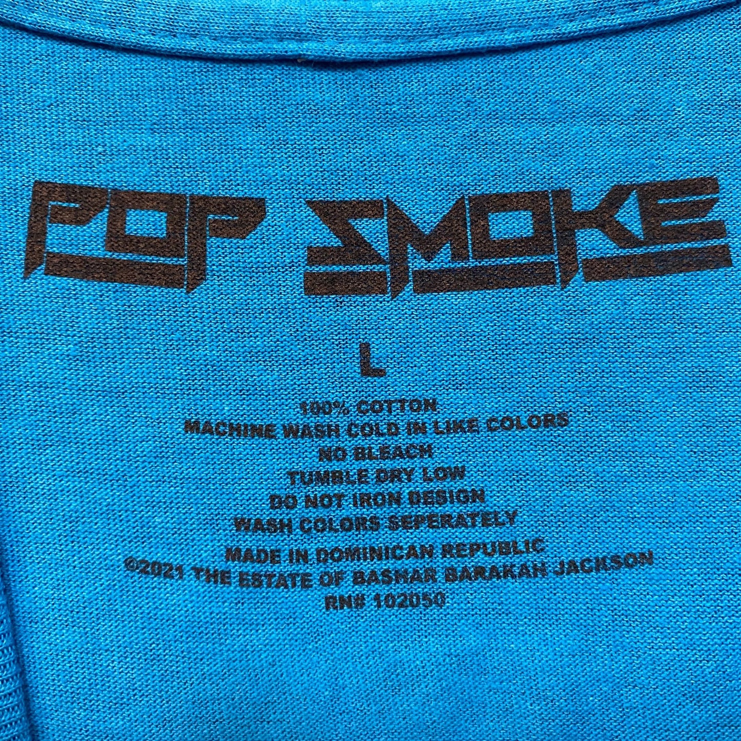 Pop Smoke Blue Music Rap Tshirt size Large