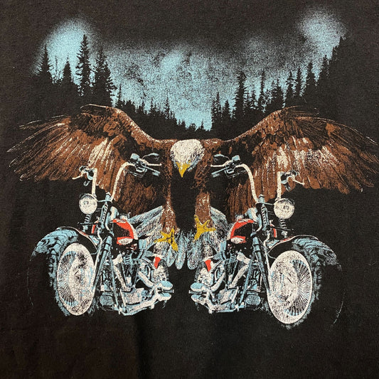 Junk Food Eagle Motorcycle Graphic Design T-Shirt Small
