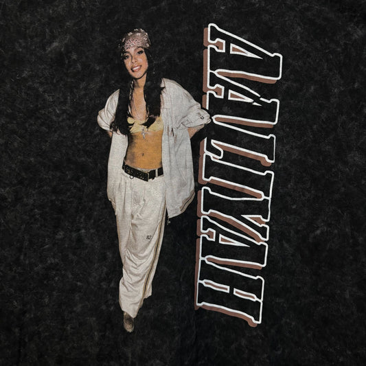 Aaliyah R&B Vintage-Style Washed Black T-Shirt 3XL
