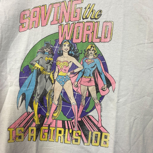 Junk Food Clothing DC "Saving The World Is A Girls Job" Graphic Tee Small