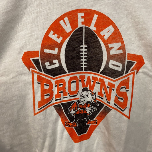 Junk Food Clothing Women's NFL Cleveland Browns Mock Neck Crop Tee Small