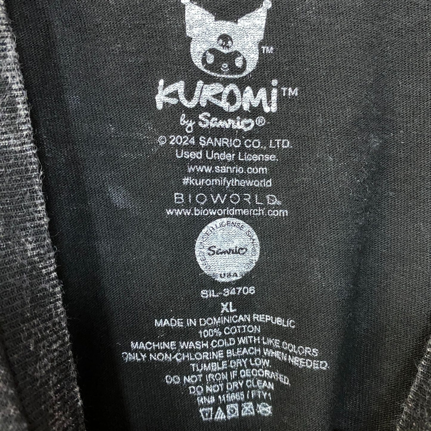 Sanrio Kuromi Tattoo Art Mineral Wash T-Shirt XL