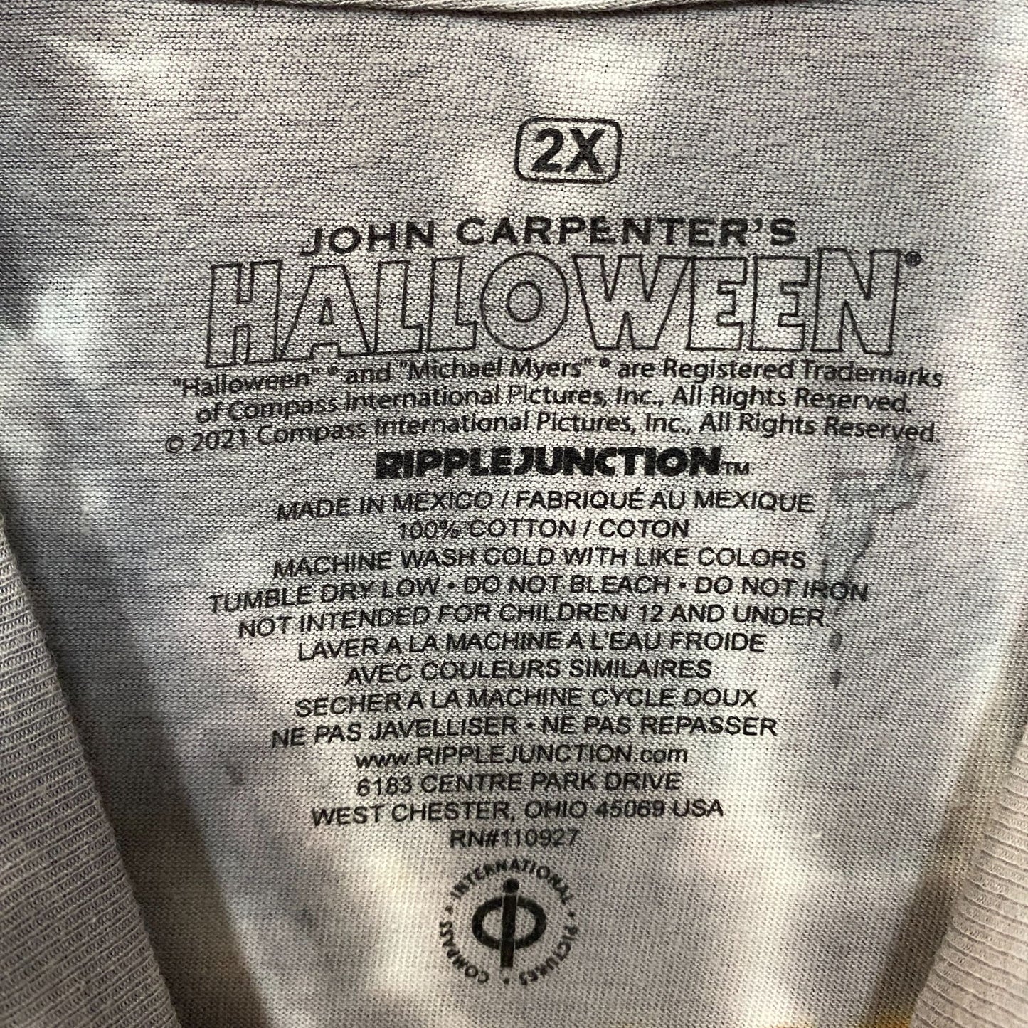 John Carpenter Micheal Myers Halloween Movie Tie Dye T-Shirt 2XL