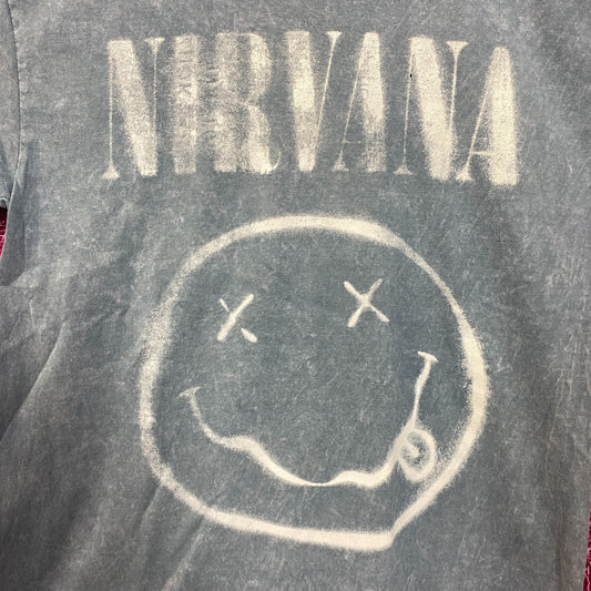 Nirvana Nevermind Dead Smiley Gray T-Shirt Medium