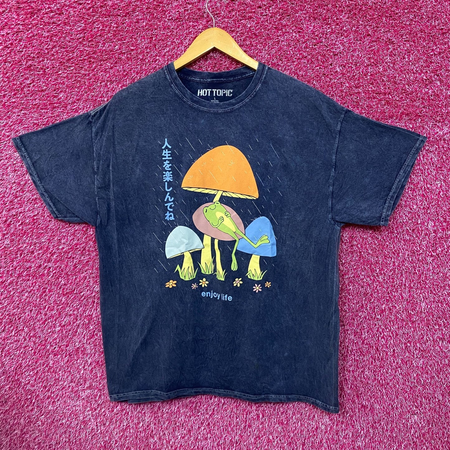 Enjoy Life Zen Frog Japanese Garden Pop Art Hot Topic Tee L