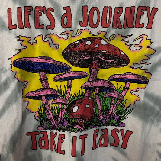 Life's a Journey Take it Easy Psychedelic Mushrooms Graphic T-Shirt XS