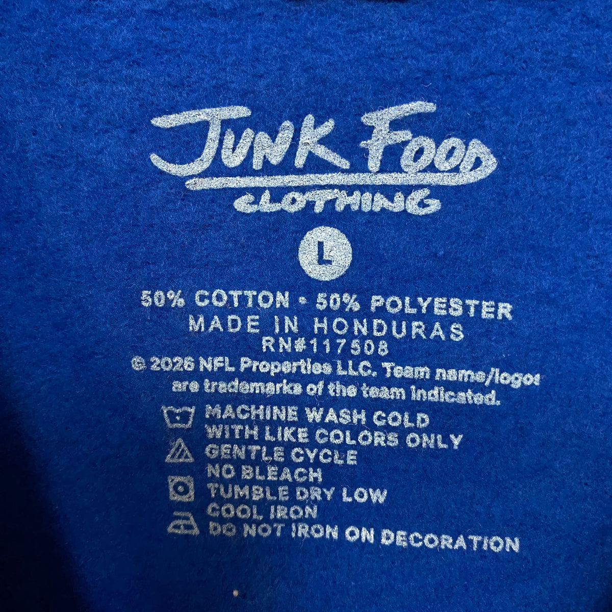 Junk Food Clothing Buffalo Bills Property Flea Market Crew Fleece Large