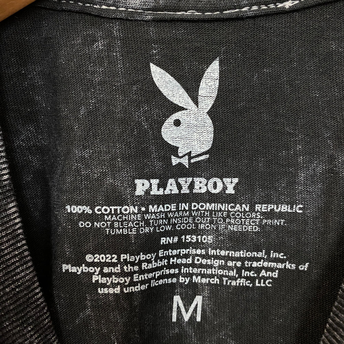 Playboy Stacked Logo Acid Wash Graphic T-Shirt Medium