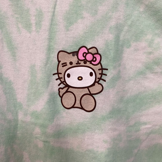 Hello Kitty Pusheen Long Sleeve Green Tie Dye Shirt Small