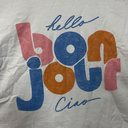 Junk Food Clothing Bonjour Ciao Crop Graphic Tee Large
