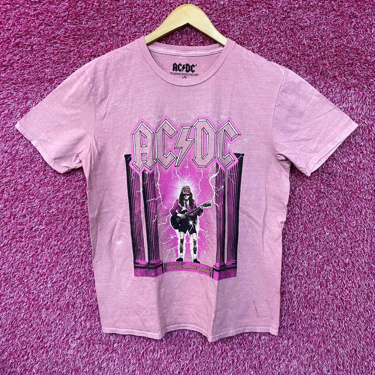 AC/DC Who Made Who Album Art Bedazzled Hard Rock Band Tee large