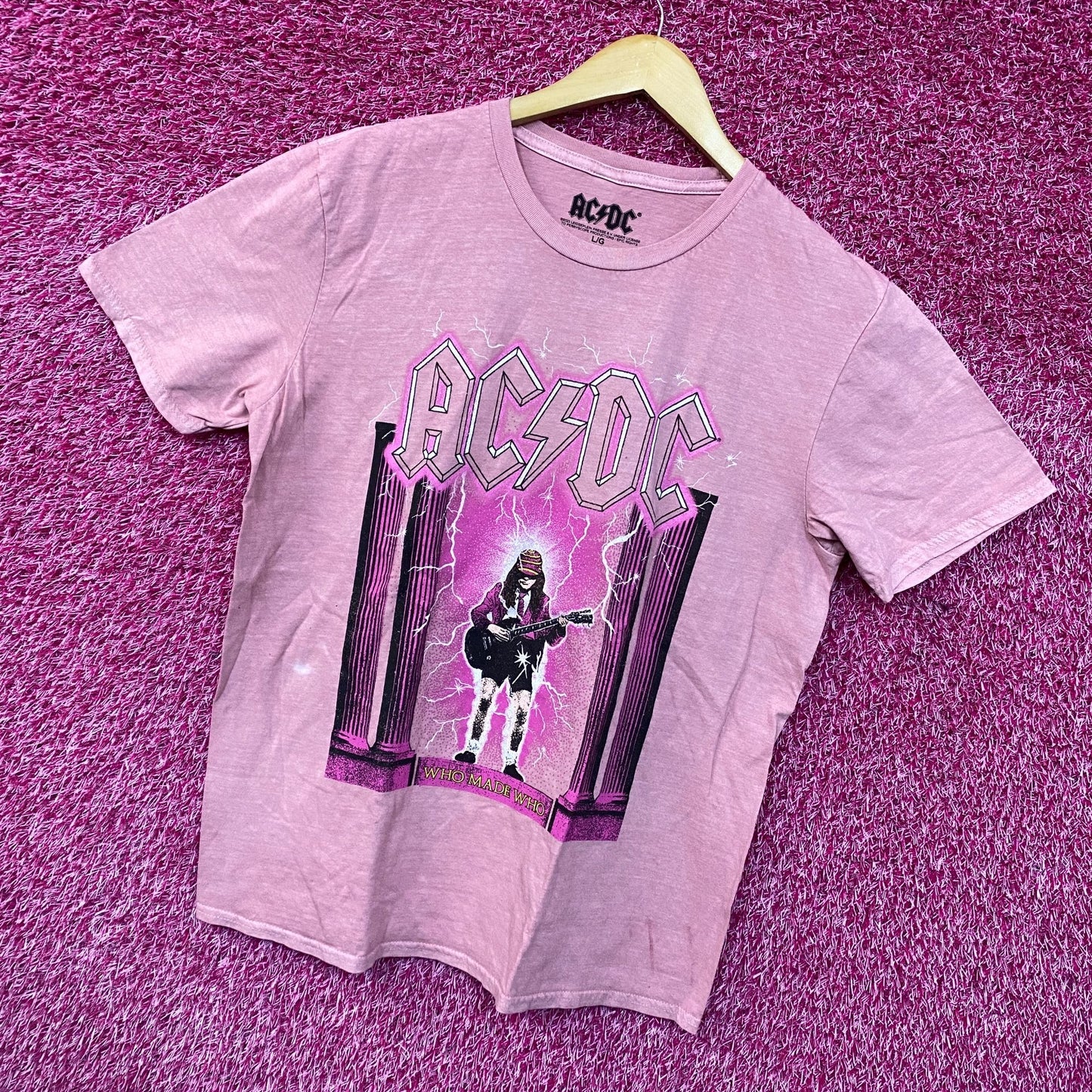 AC/DC Who Made Who Album Art Bedazzled Hard Rock Band Tee large