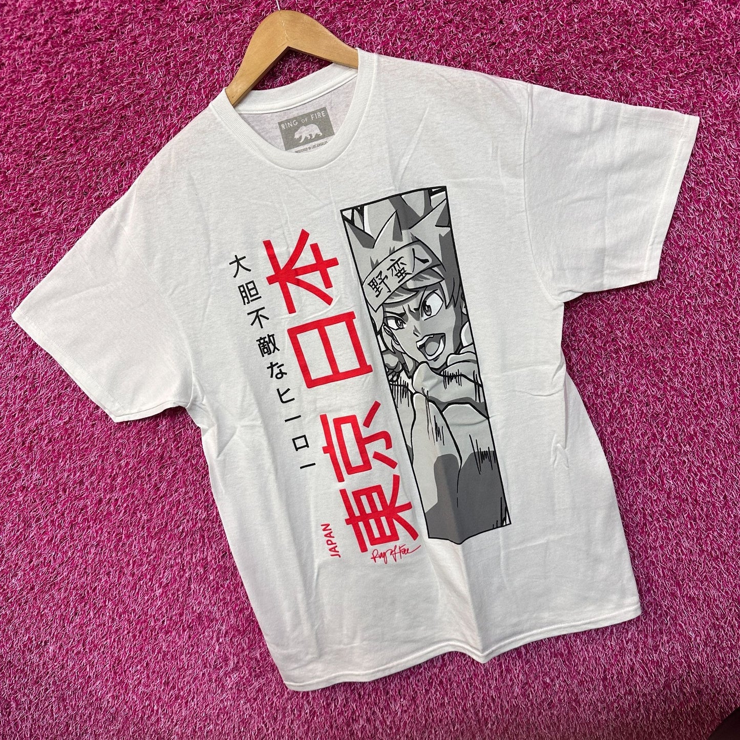 Ring of Fire Puffy Print Japan Anime Streetwear Tee L