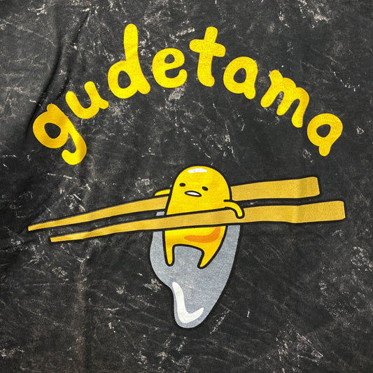Gudetama Chopsticks Mineral Wash Graphic T-Shirt Large.