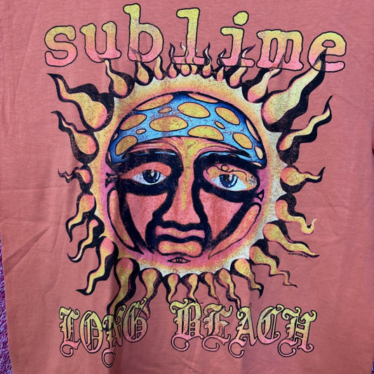 Sublime Monochrome Orange Logo Rock Tee size small