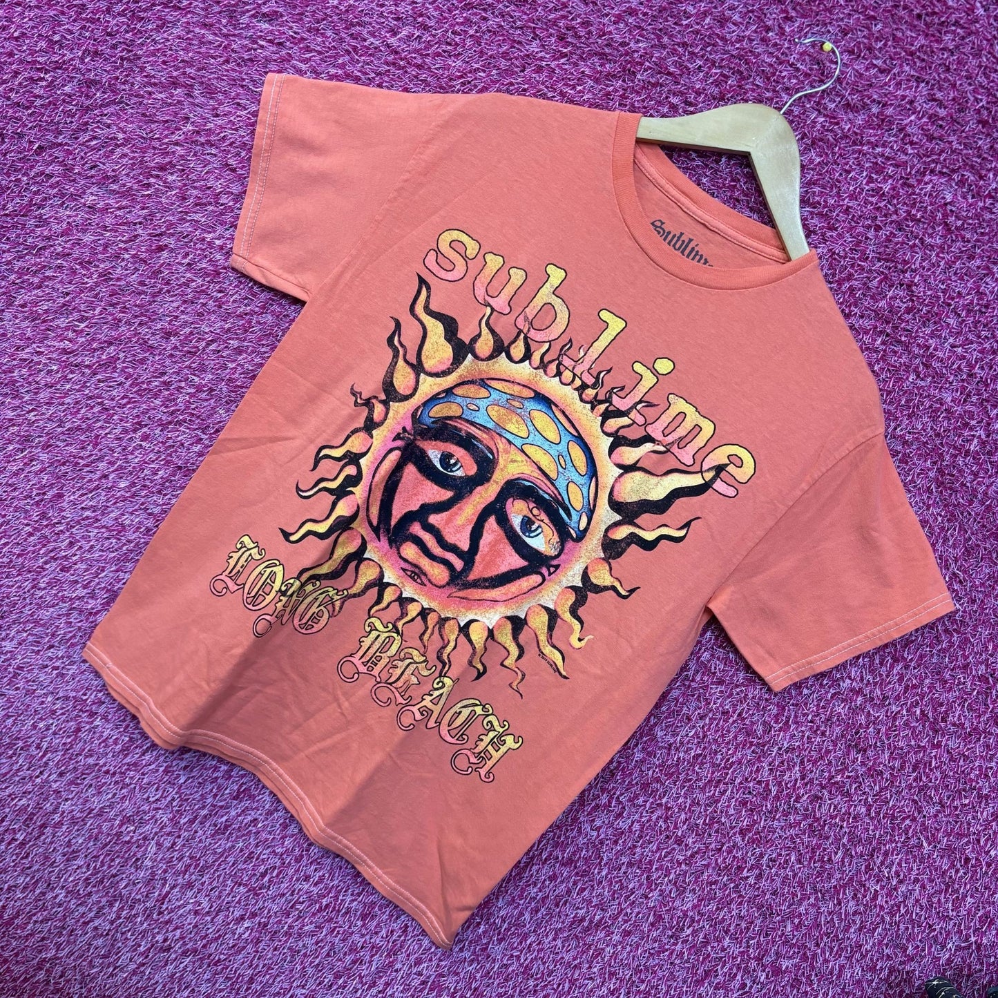 Sublime Monochrome Orange Logo Rock Tee size small