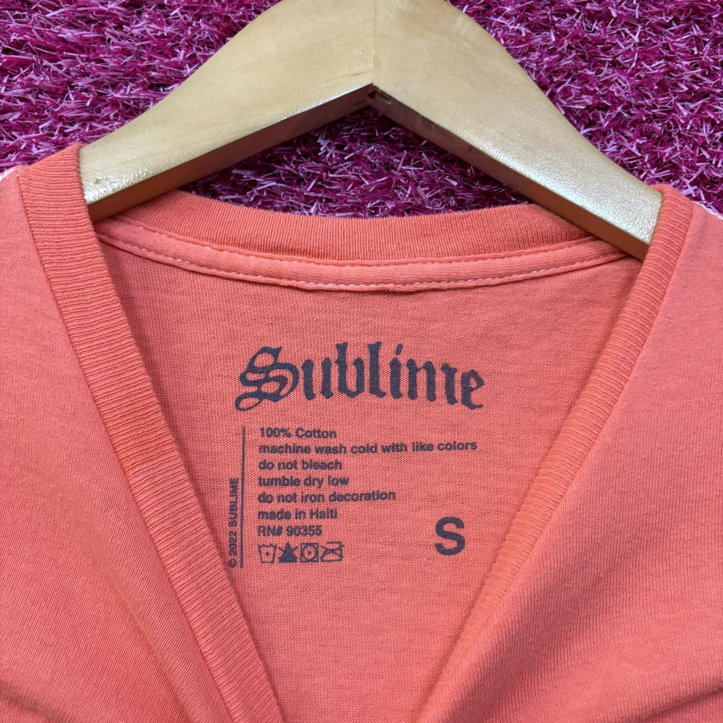 Sublime Monochrome Orange Logo Rock Tee size small