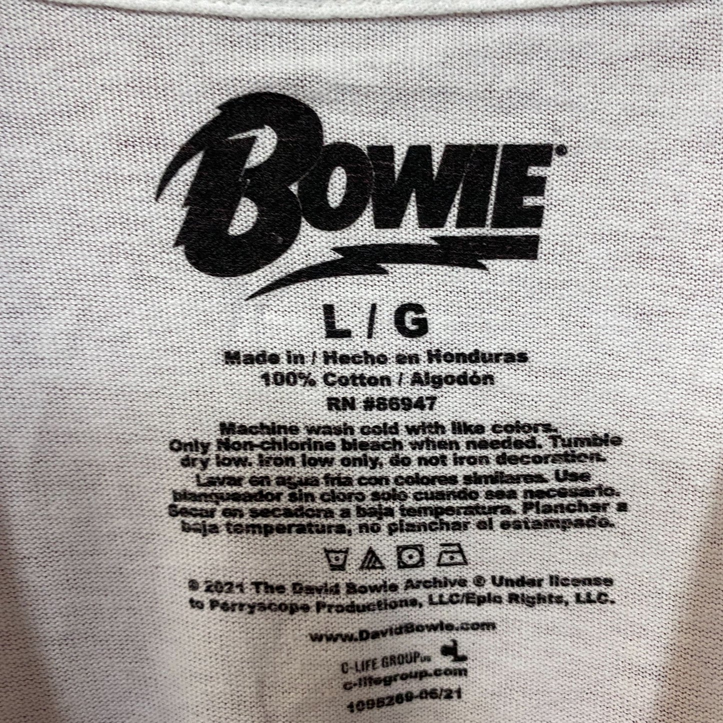 David Bowie Retro Graphic T-Shirt Size Large