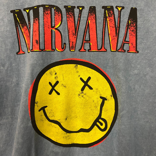Nirvana Nevermind Smiley Logo Grunge T-Shirt Large