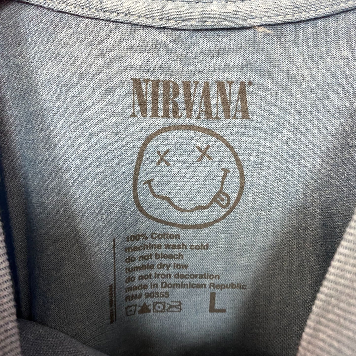 Nirvana Nevermind Smiley Logo Grunge T-Shirt Large