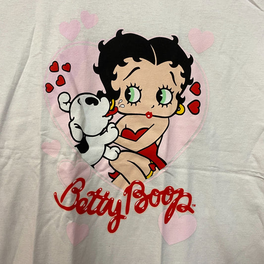 Betty Boop and Pudgy Puppy Love Heart Animated Movie Tee L