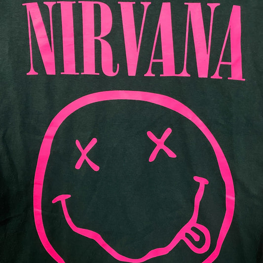 Nirvana Pink Smiley Grunge Band Graphic T-Shirt Small
