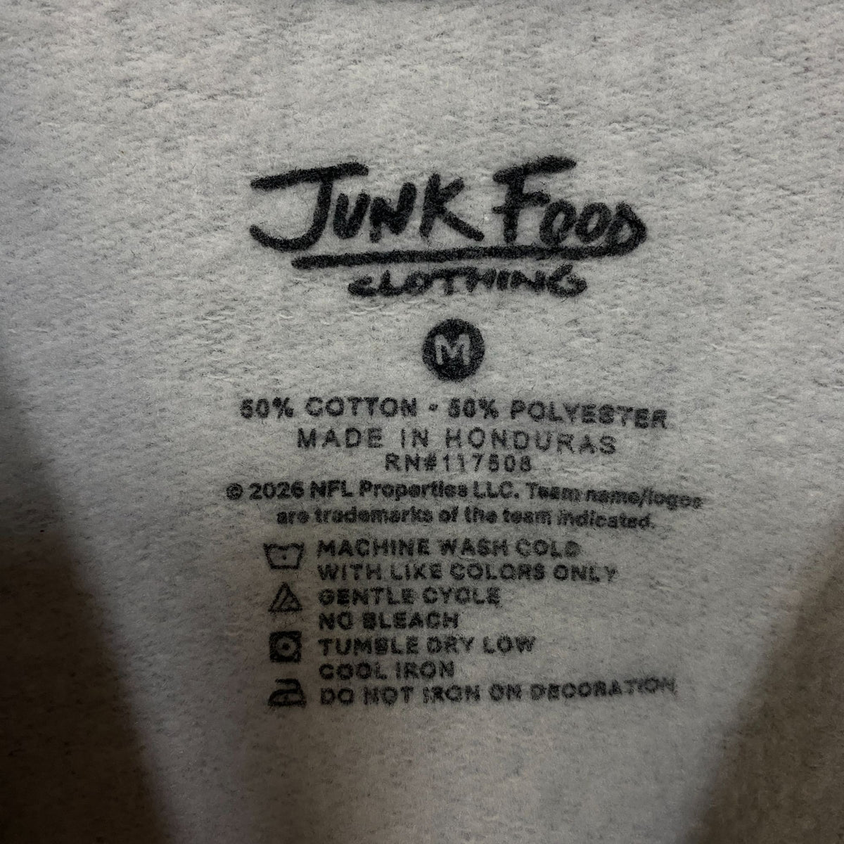 Junk Food Clothing Seattle Seahawks Heather Gray Crewneck Pullover Sweatshirt Medium