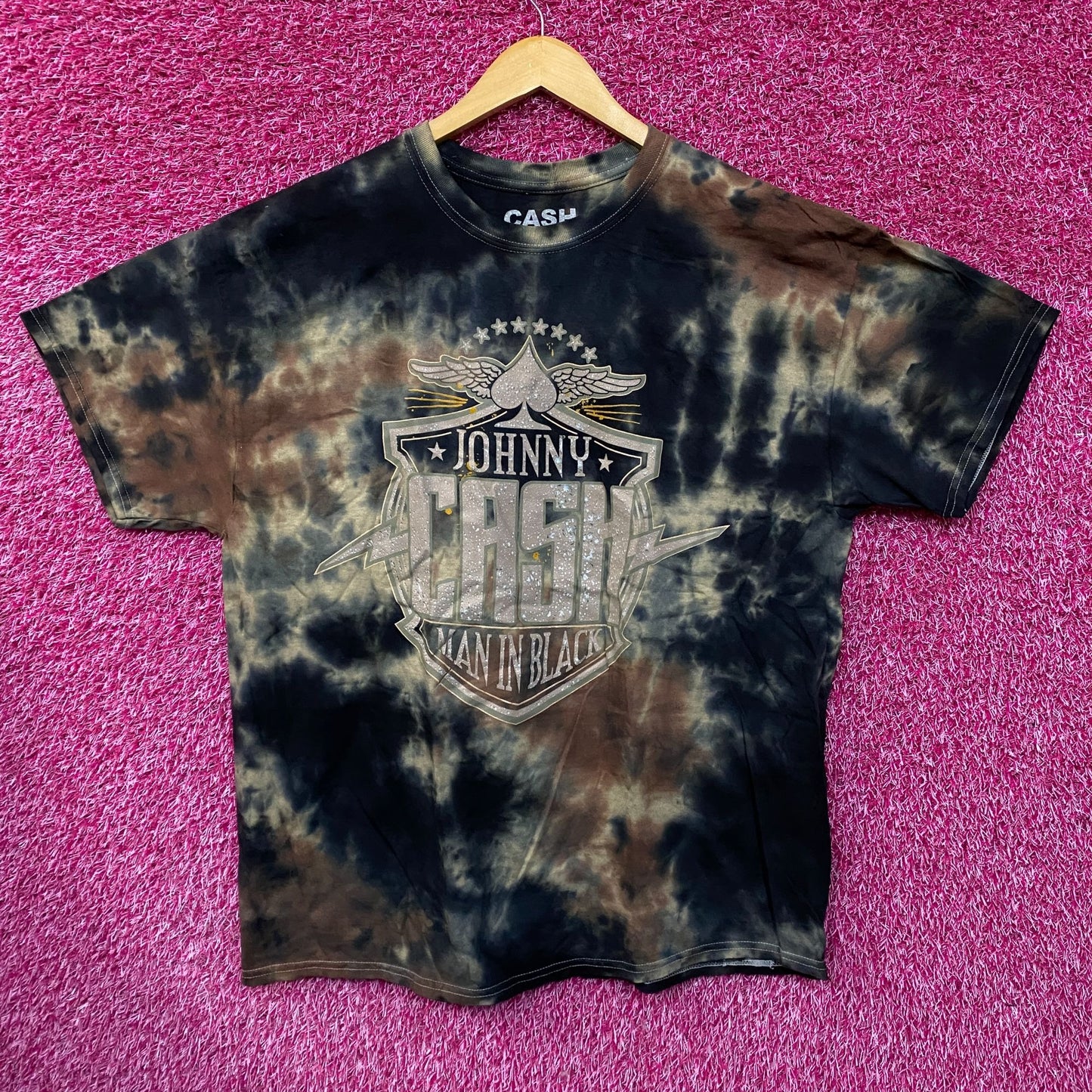 Johnny Cash Man In Black Camo tie dye Tshirt size Extra Large