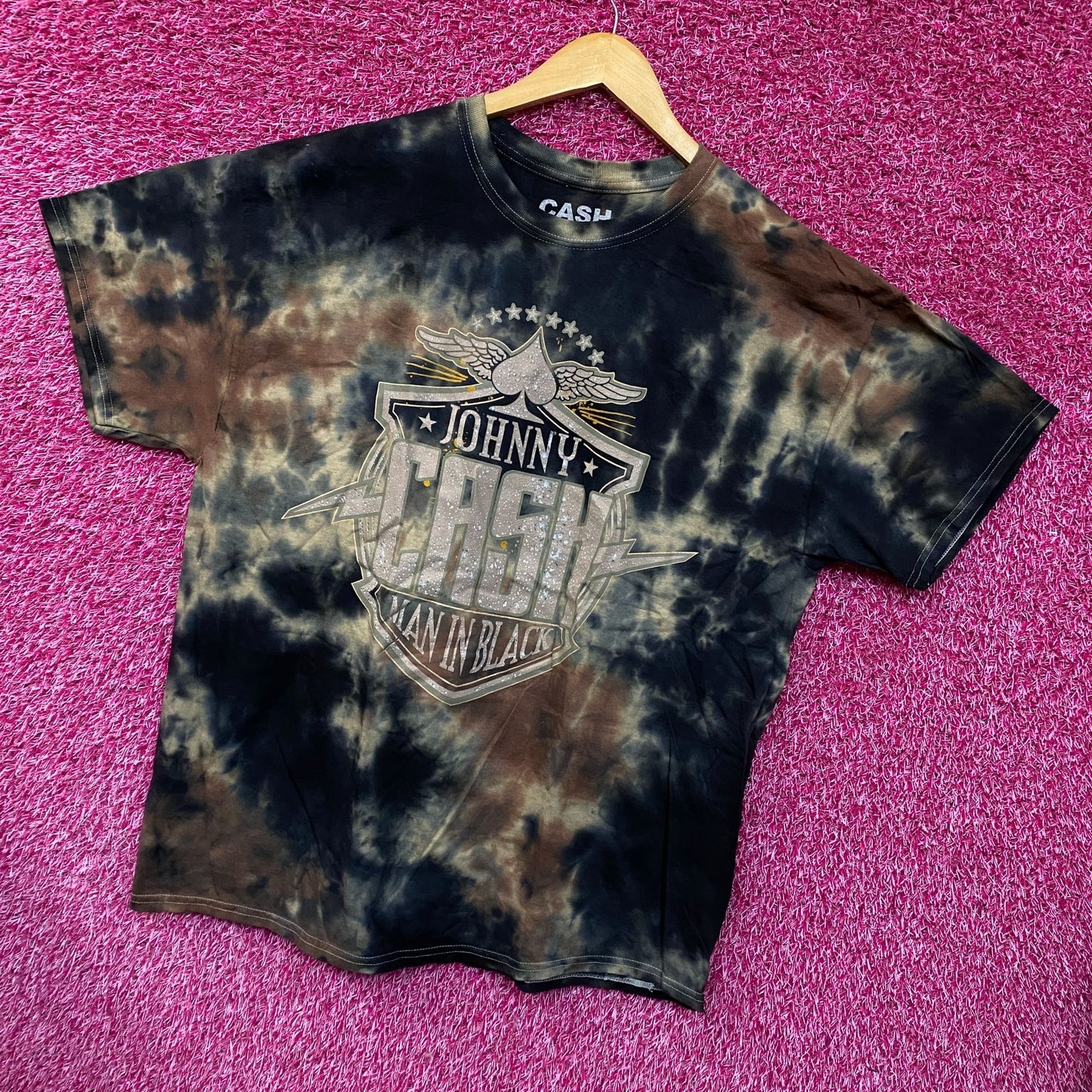Johnny Cash Man In Black Camo tie dye Tshirt size Extra Large