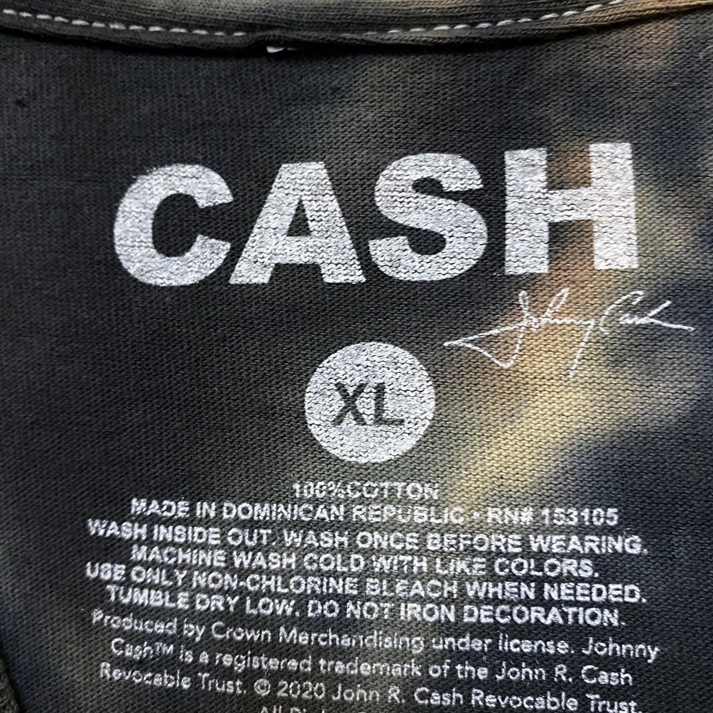 Johnny Cash Man In Black Camo tie dye Tshirt size Extra Large