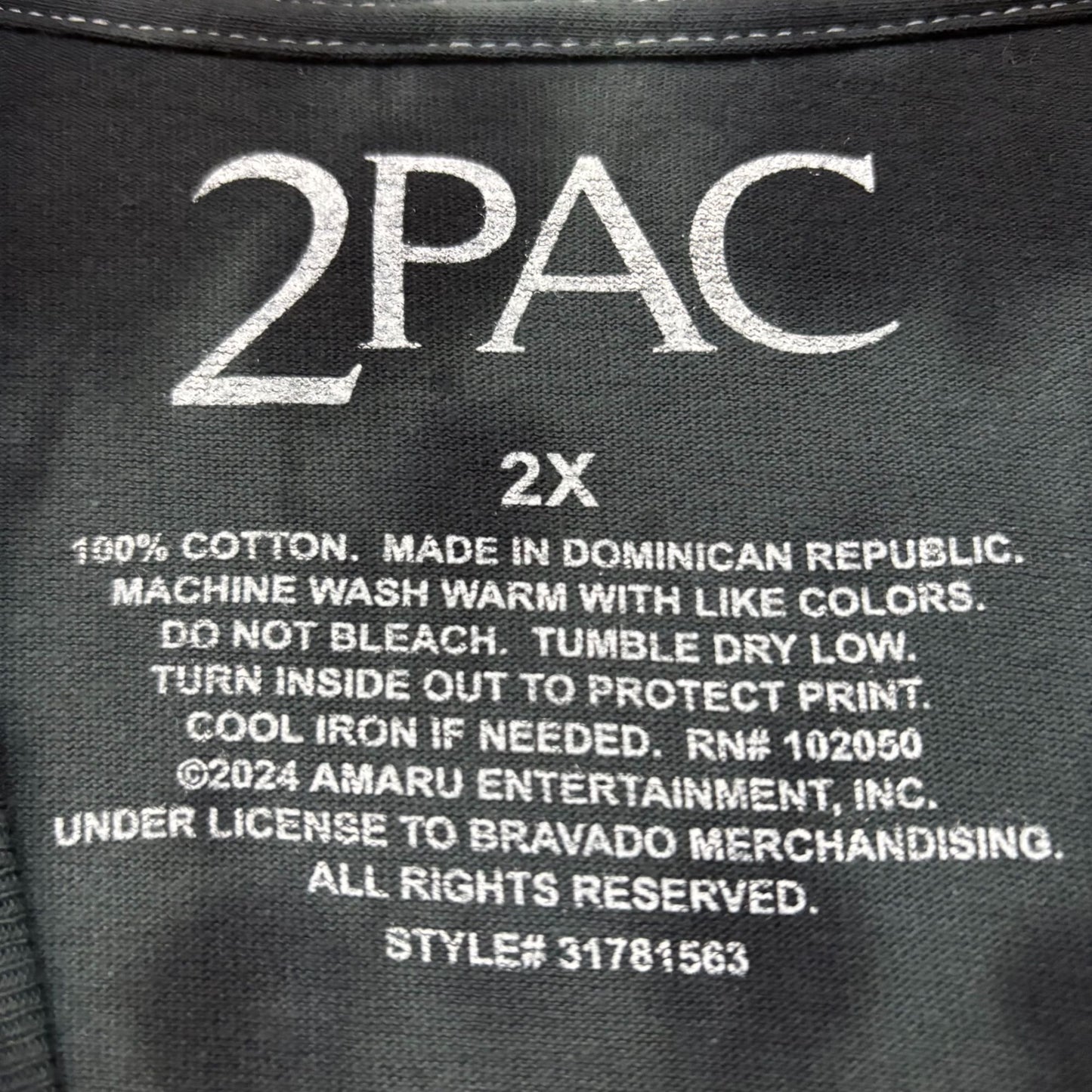 Tupac Raw Vibes Graphic Design Tie-Dye T-Shirt 2XL